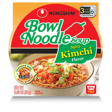 Nongshim Bowl Noodles Soup Spicy Kimchi Bowl 12 pack 농심 김치 라면