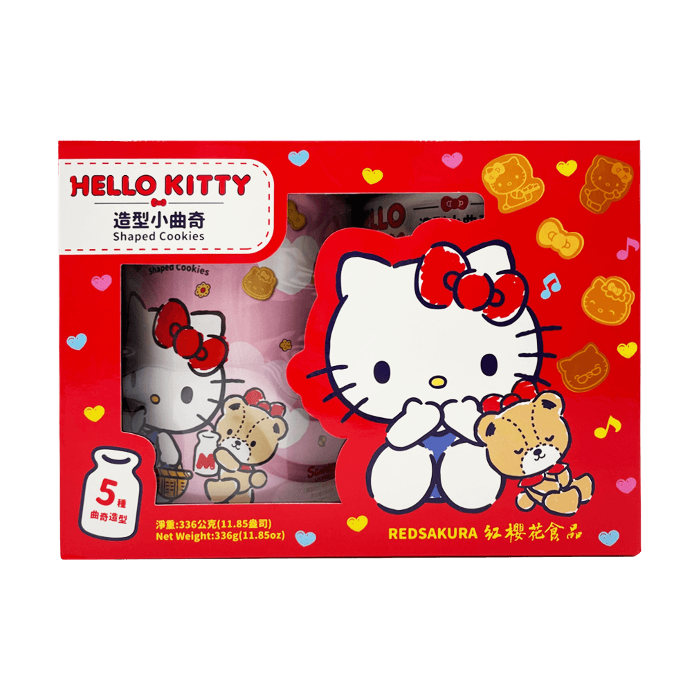 Red Sakura Hello Kitty Cookies Milk & Chocolate Gift Box 11.84oz(335 Anytime Basket