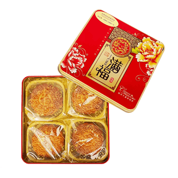 Fortune Pure White Lotus Seed Paste Mooncake With 2 Yolk 4 Piece Set 22.58oz(640g) - Anytime Basket
