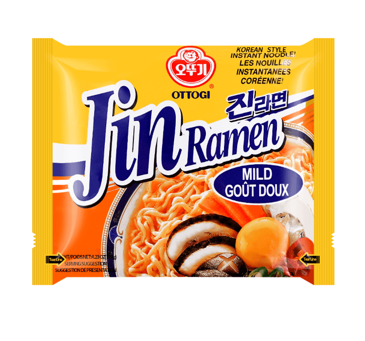 Ottogi Jin Ramen Mild Flavor 4.23oz(120g) 4 Packs