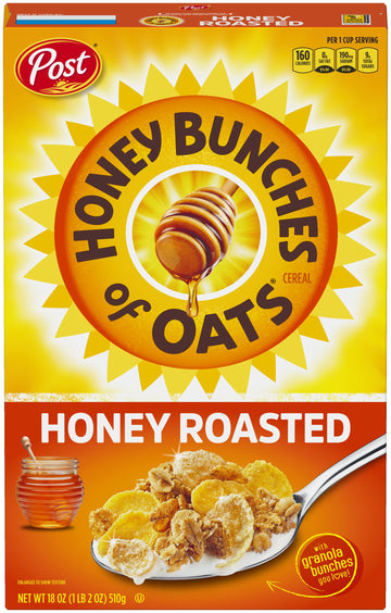 Post Honey Bunches of Oats Honey Roasted Breakfast Cereal, 18 OZ Box