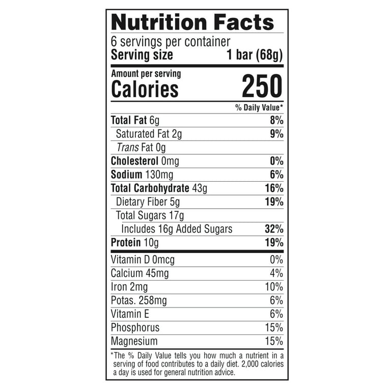 Clif Bar Energy Bars, Chocolate Chip, 10g Protein Bar, 6 Ct, 2.4 oz.