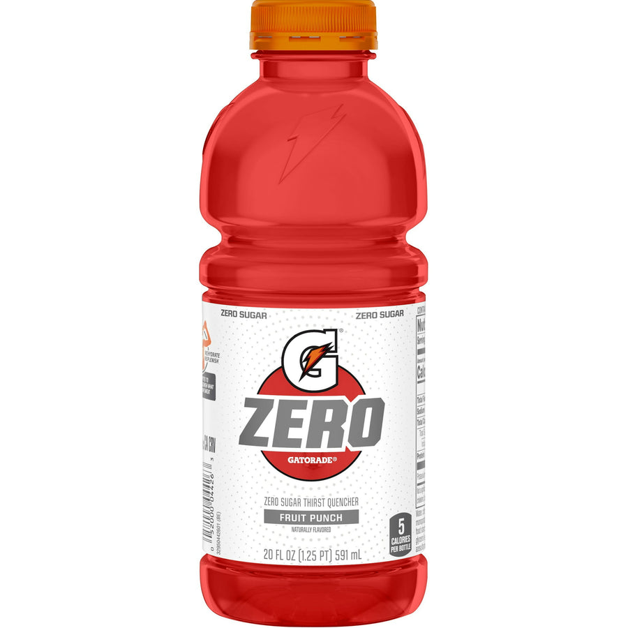 Gatorade G Zero Thirst Quencher, Fruit Punch, 20 oz Bottles, 8 Count