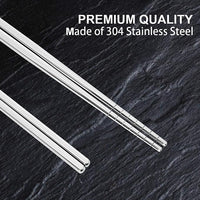 Stainless Steel Chopsticks Reusable Lightweight Metal Chopsticks Dishwasher Safe - 5 Pairs