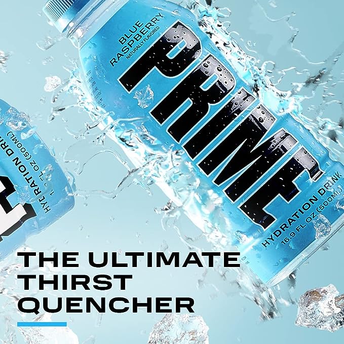  Prime Hydration Drink Blue Raspberry, 16.9oz Bottles