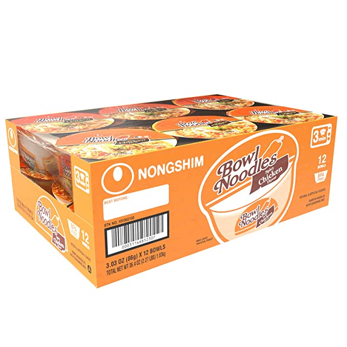 Nongshim Bowl Noodles Chicken Flavor 3.03oz(86g) 12 pack