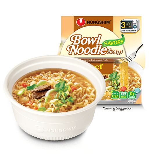 Nongshim Bowl Noodles Savory Beef Flavor 3.03 oz 12-pack 농심 비프 라면