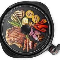 Elite Gourmet EMG1100 Electric Indoor Nonstick Grill, Dishwasher Safe, Cool Touch, Fast Heat Up Ideal Low-Fat Meals, Includes Tempered Glass Lid, 11", Black