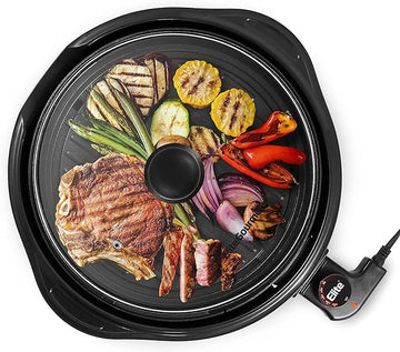Elite Gourmet EMG1100 Electric Indoor Nonstick Grill, Dishwasher Safe, Cool Touch, Fast Heat Up Ideal Low-Fat Meals, Includes Tempered Glass Lid, 11", Black