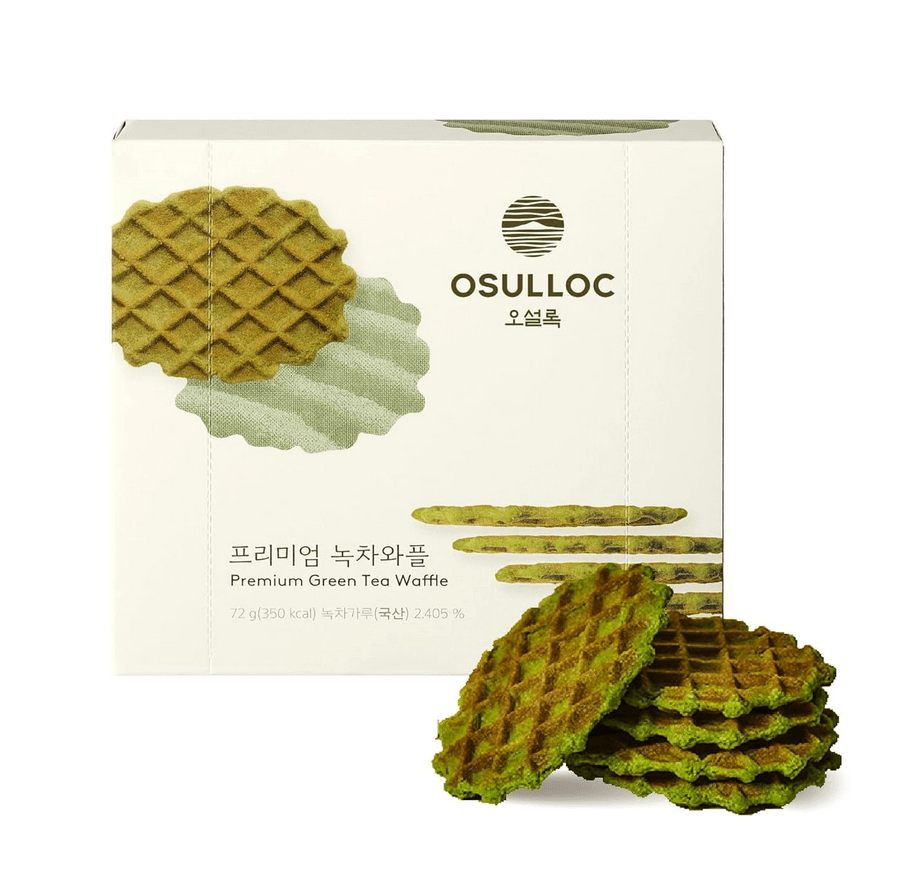 OSULLOC Green Tea Waffles Matcha Flavored Snacks (3.52oz, 100g)