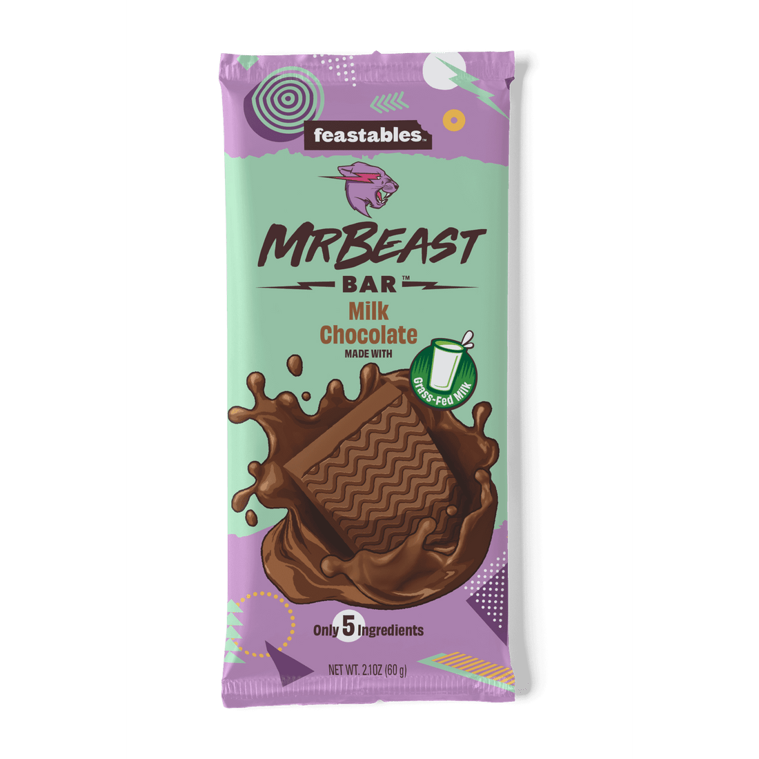 Feastables MrBeast Milk Chocolate Bar, 2.1 oz (60g), 1 Bar