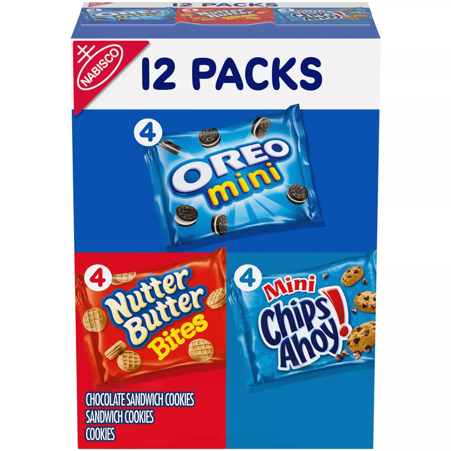 Nabisco Snack Pack Variety Mini Cookies Mix With OREO Mini, Mini Chips Ahoy! & Nutter Butter Bites - 12oz / 12ct
