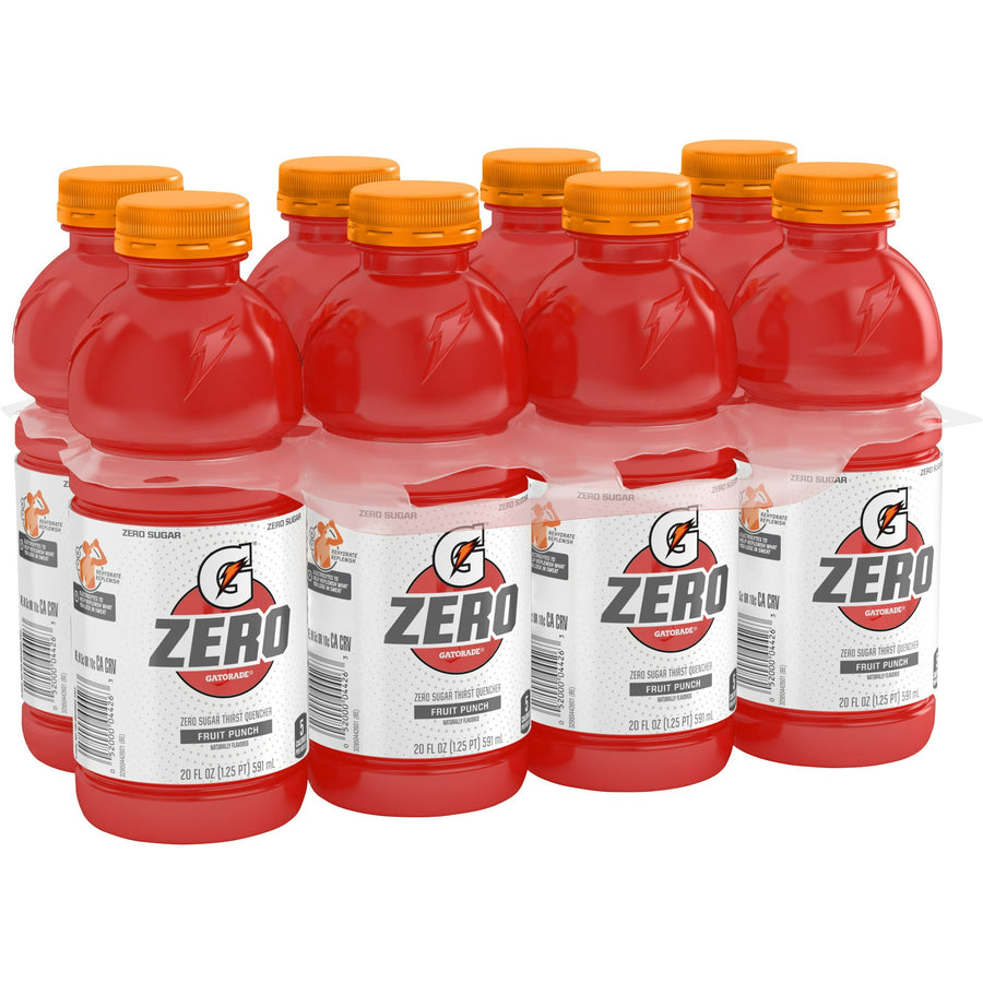 Gatorade G Zero Thirst Quencher, Fruit Punch, 20 oz Bottles, 8 Count