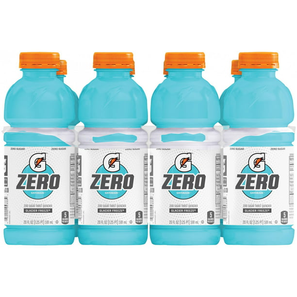 Gatorade G Zero Thirst Quencher, Glacier Freeze, 20 oz Bottles, 8 Count