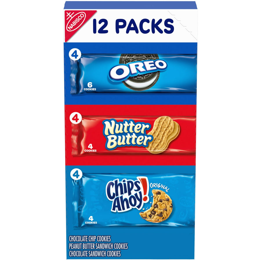 Nabisco Cookie Variety Pack, OREO, Nutter Butter, CHIPS AHOY!, School Snacks, 12 Snack Packs