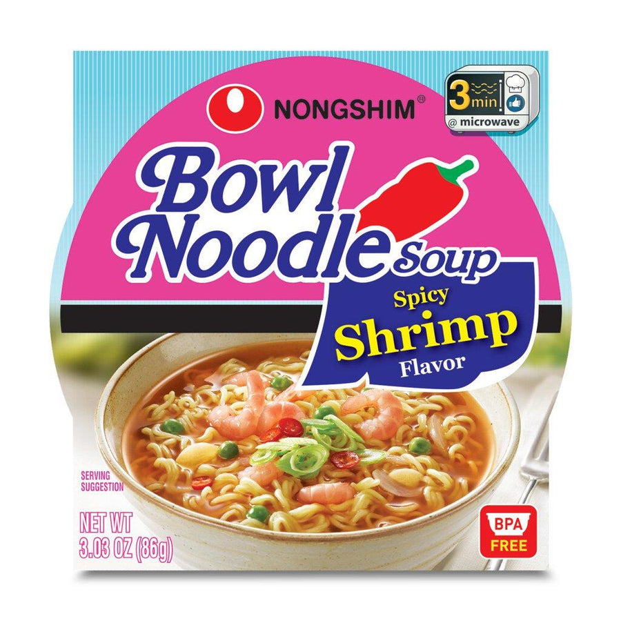 Nongshim Bowl Noodles Soup Spicy Shrimp Flavor 3.03oz(86g) 12-pack 농심 컵 라면