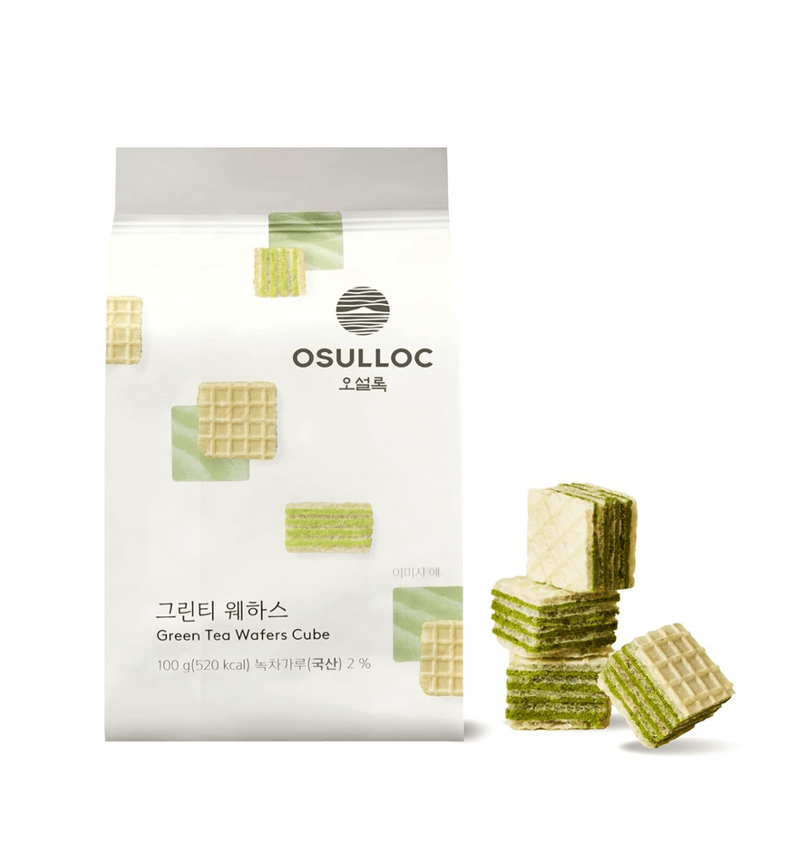 OSULLOC Green Tea Wafers Cookies (3.52oz, 100g)
