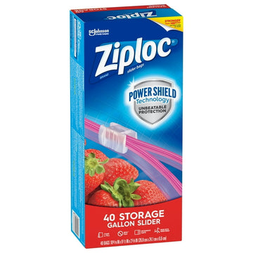 Ziploc® Brand Gallon Slider Storage Bagswith Power Shield Technology, 40 Count