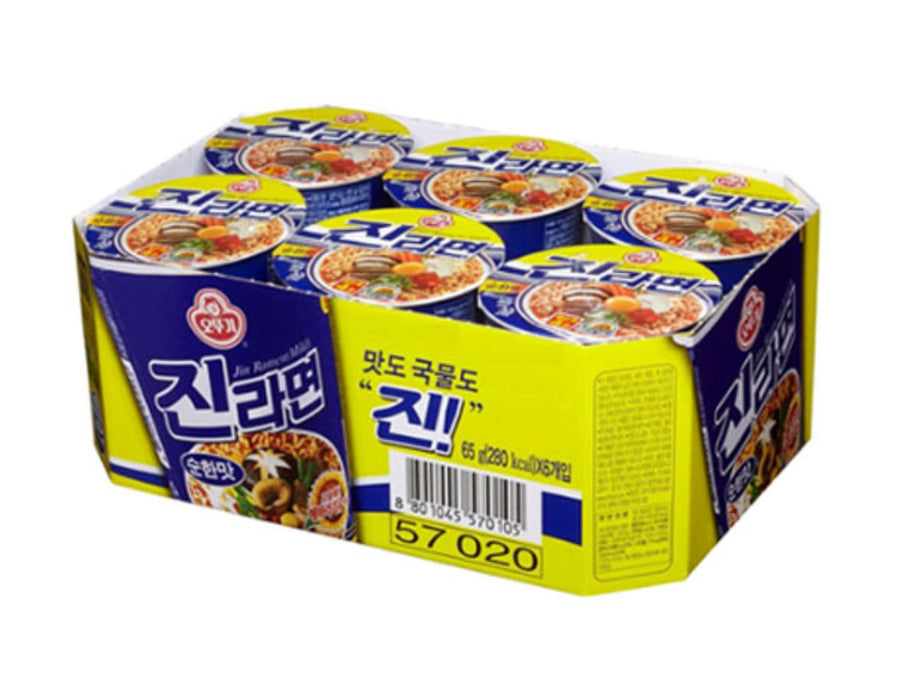OTTOGI Jin Ramen Cup Noodle Mild 3.88oz(110g) x 6 Pack