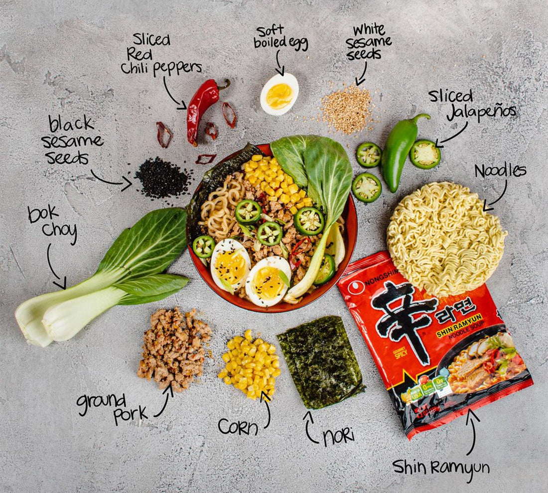 Nongshim 12 Big Bowls 4.02oz/each SHIN Ramen Noodle Soup - Anytime Basket