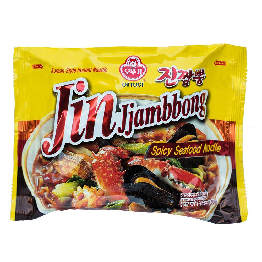 Ottogi Jin Jjambbong Spicy Seafood Noodle 4.58oz(130g) x 4 Packs - Anytime Basket