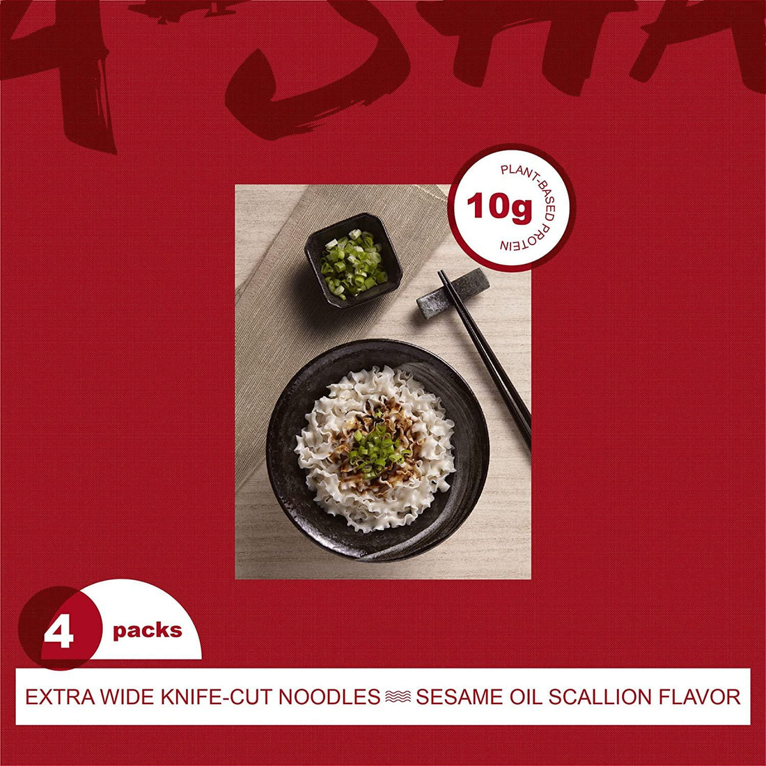 A-SHA, Extra-Wide Knife Cut Style Noodles with Sesame Paste Sauce 3.39oz(96g) x 4 Packs - Anytime Basket