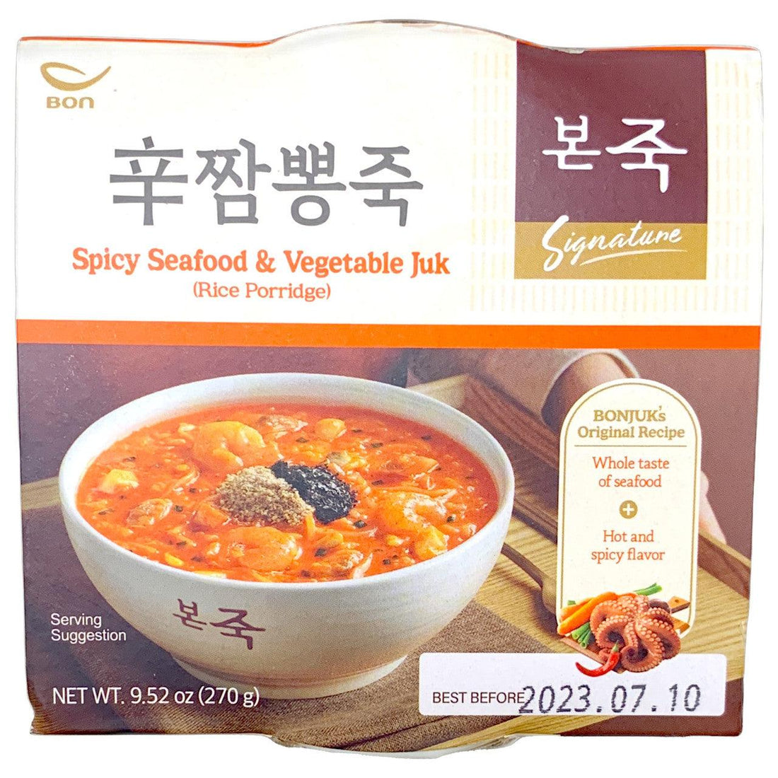 Bonjuk Spicy Seafood & Vegetable Juk - Rice Porridge 9.52oz(270g) - Anytime Basket