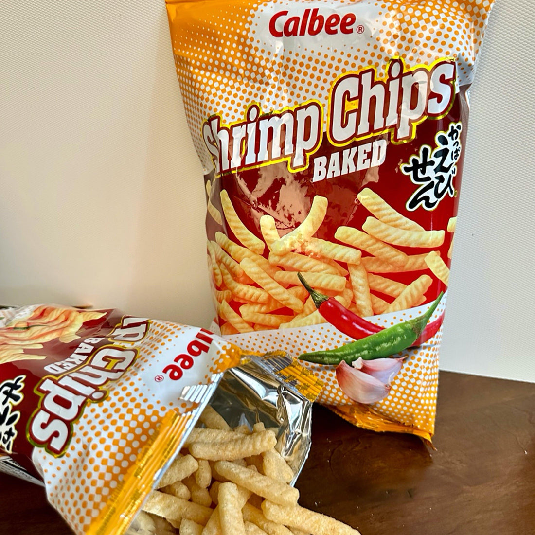 Calbee Shrimp Chips Hot Garlic 3.3oz - Anytime Basket
