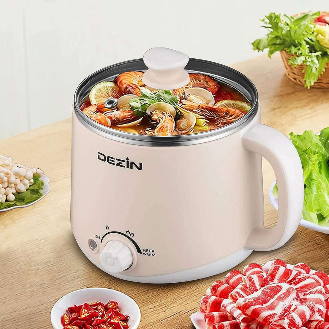 Electric Hot Pot, Rapid Noodles Soup Ramen Cooker, Stainless Steel