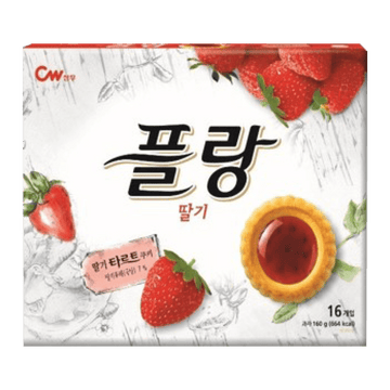 Chung Woo Flan Strawberry Flavored Tart Cookies 5.64oz(160g) - Anytime Basket