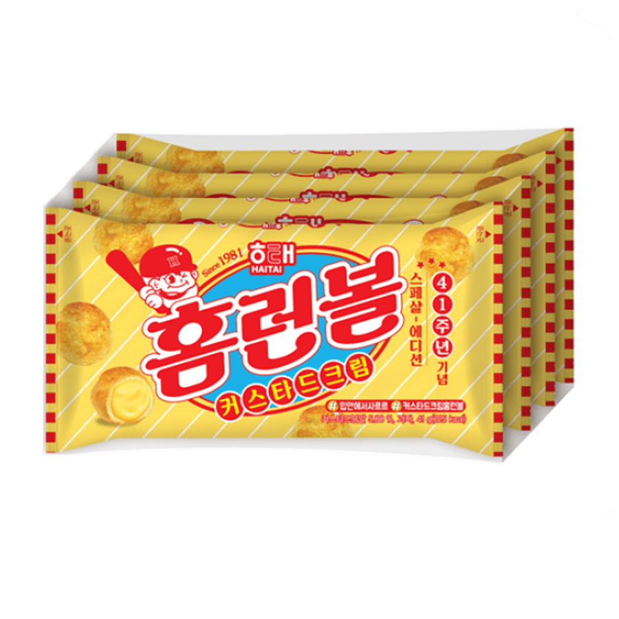 Haitai Homerun Ball Custard 1.44oz(41g) x 4 Pcs - Anytime Basket