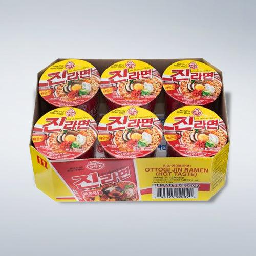 Ottogi Jin Ramen Cup Hot Flavor 2.3oz(65g) x 6 Cups - Anytime Basket