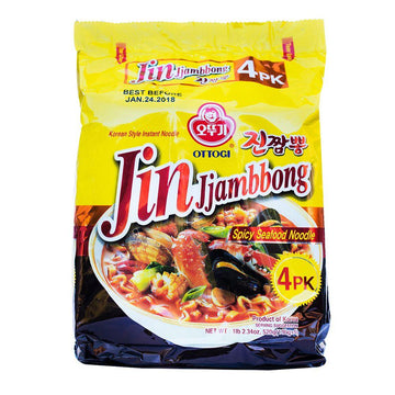 Ottogi Jin Jjambbong Spicy Seafood Noodle 4.58oz(130g) x 4 Packs - Anytime Basket