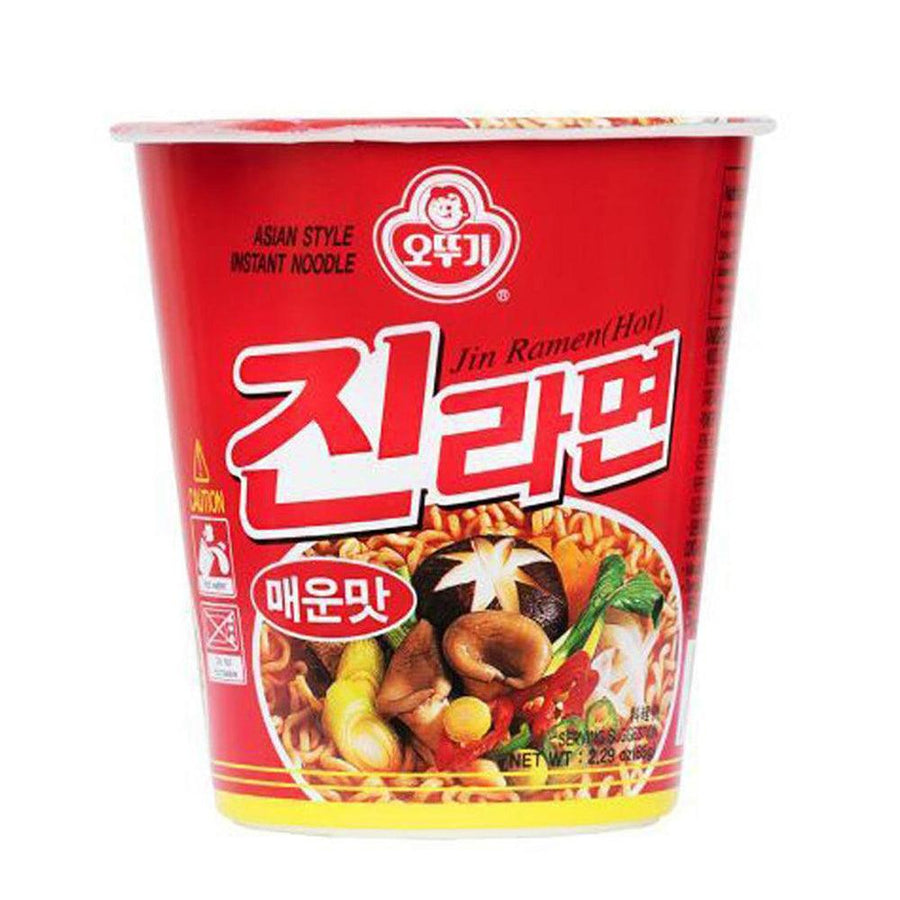 Ottogi Jin Ramen Cup Hot Flavor 2.3oz(65g) x 6 Cups - Anytime Basket