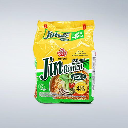 Ottogi Jin Ramen Veggie, Veggie Noodle Soup 3.88oz(110g) x 4 Packs - Anytime Basket