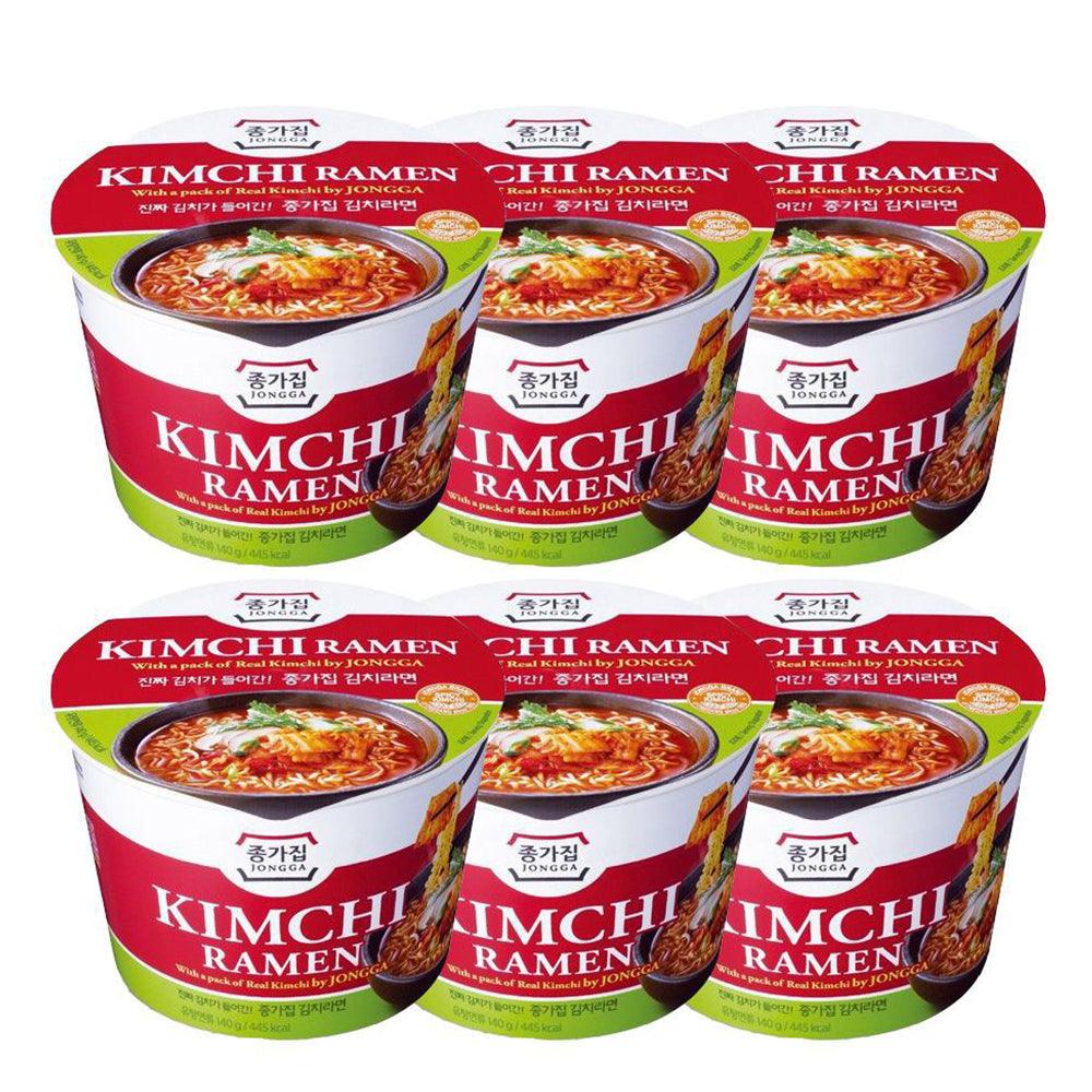 Jongga Korean Kimchi Ramen with Real Kimchi 4.9oz(140g) x 6 Cups