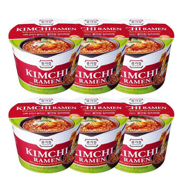 Jongga Korean Kimchi Ramen with Real Kimchi 4.9oz(140g) x 6 Cups - Anytime Basket