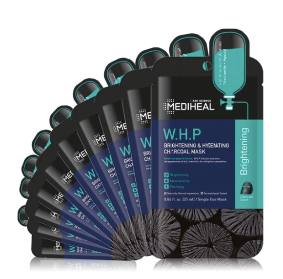 MEDIHEAL W.H.P Brightening & Hydrating Charcoal Mask 10sheets