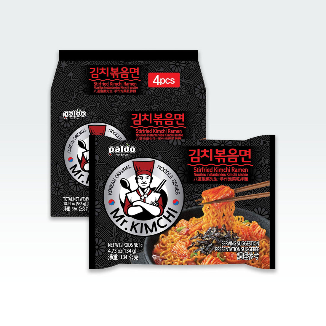 Mr.Kimchi Stir-fried Ramen Bundle 4.72oz(134g) 4 Packs - Anytime Basket