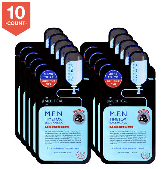 Mediheal M.E.N Timetox Charcoal-Mineral Mask 10sheets