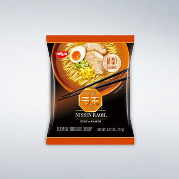 Nissin RAOH Ramen Noodle Soup Miso 3.77oz(107g) x 6 Packs - Anytime Basket