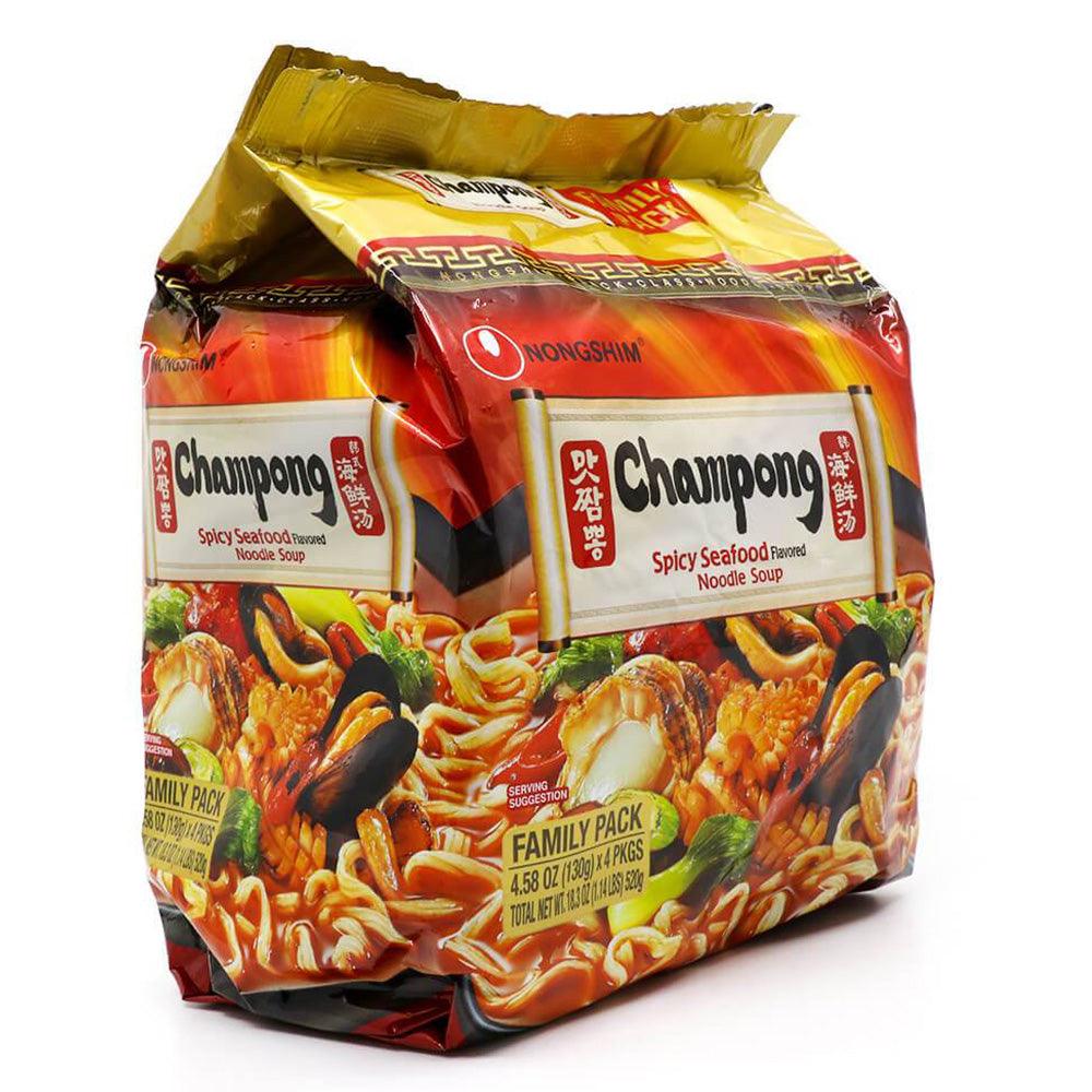 Nongshim Champong Spicy Seafood Noodle Soup 4.58oz(130g) x 4 Packs - Anytime Basket