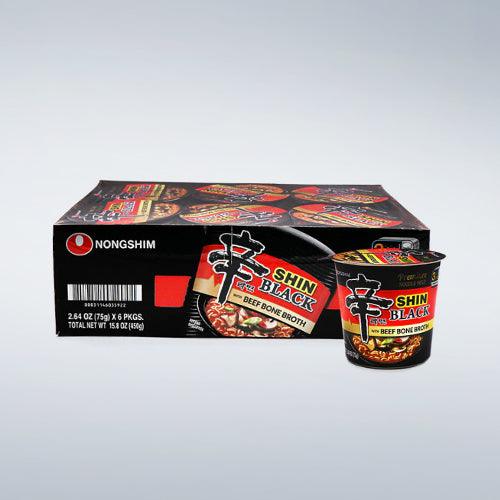 Nongshim Shin Ramyun Black Cup 2.6oz(75g) x 6 Cups - Anytime Basket