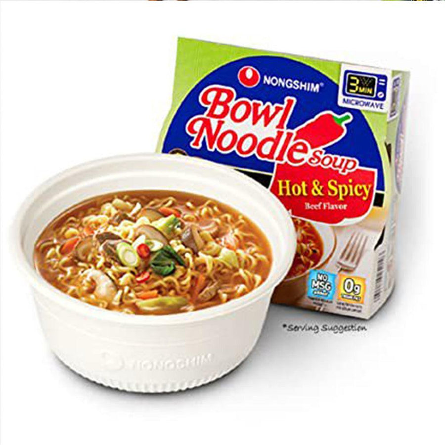 Nongshim Bowl Noodle Hot & Spicy Beef Ramyun Ramen 3.03oz(86g) - Anytime Basket