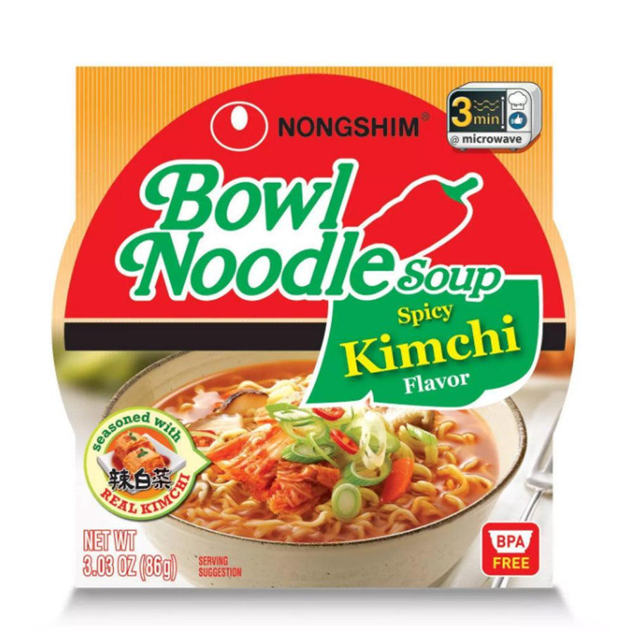 Nongshim Bowl Spicy Kimchi Soup Microwavable Noodle Bowl 3.03oz(86g) - Anytime Basket