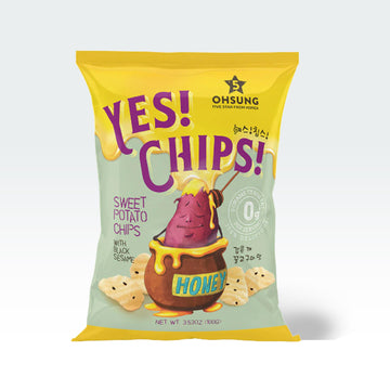 Ohsung Yes! Chips! Sweet Potato Bites with Black Sesame 3.5oz(100g) - Anytime Basket