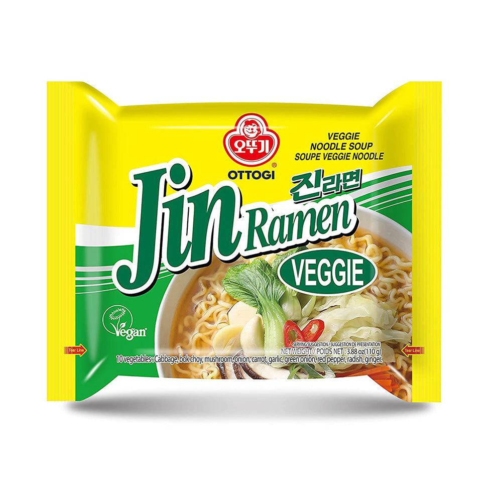 Ottogi Jin Ramen Veggie, Veggie Noodle Soup 3.88oz(110g) x 4 Packs - Anytime Basket
