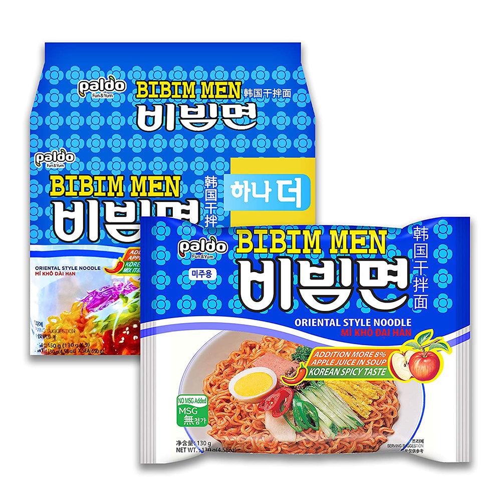 Paldo Fun & Yum Bibim Men Instant Cold Noodles 4.58oz(130g) x 5 Packs - Anytime Basket