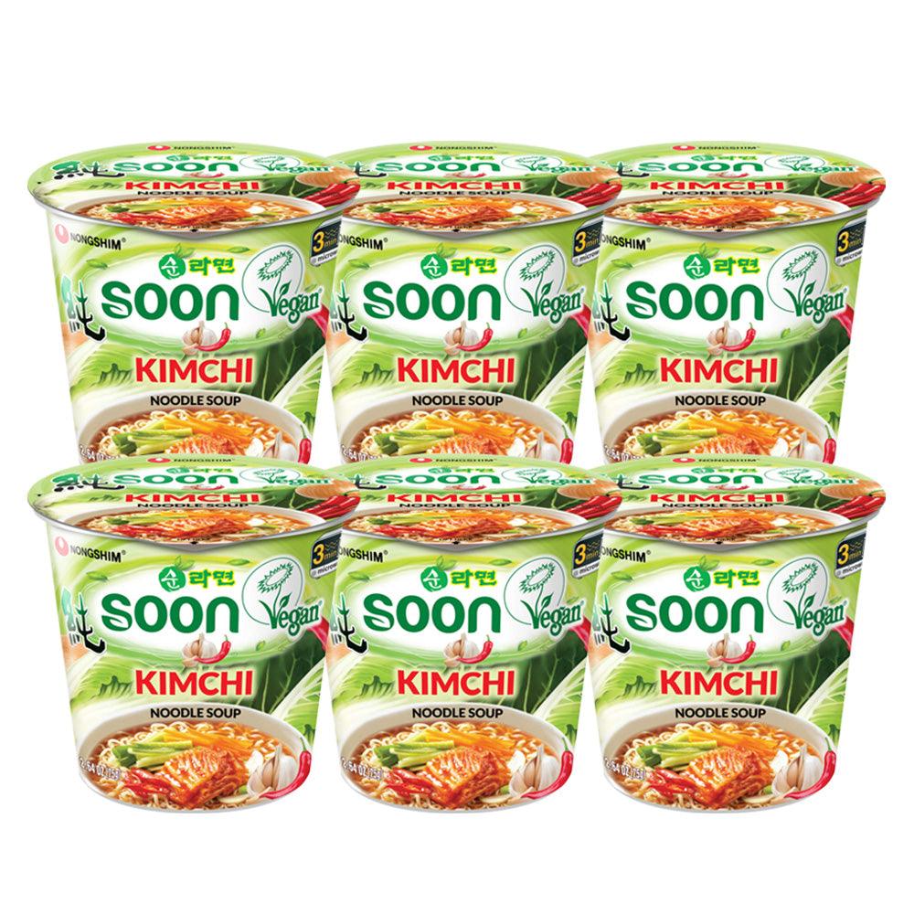 Nongshim Soon Kimchi Ramyun Cup 2.6oz(75g) x 6 Cups - Anytime Basket