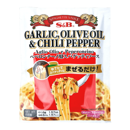 S&B Spaghetti Sauce Garlic, Olive Oil & Chili Pepper 1.57oz(44.6g) - Anytime Basket